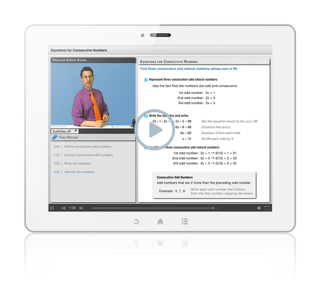 Sample of Thinkwell's Intermediate Algebra videos